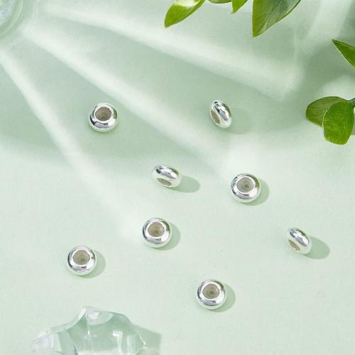 BENECREAT 8pcs Stopper Beads 925 Sterling Silver Spacer Bead 6mm Clip Stopper Charms Rondelle Bead with Silica Gel for DIY Bracelet Necklace Jewelry Making Accessorie