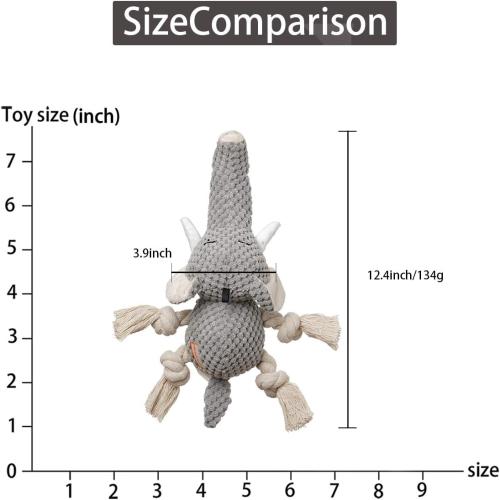 Size medium Color Grey Plush Dog Toy, Squeaky Interactive Puppy Dog Toys with Crinkle Paper, Durable Chew Toys for Small and Medium Dogs with Mouse Shape(Medium, Elephant)