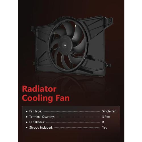 HYR Engine Radiator Cooling Fan Assembly with Brush Motor Compatible with Ford Focus 2012-2018 L4 2.0L Battery Ev (Ev/BEV), Replace# 621606, 622800, 76274, BV6Z8C607K
