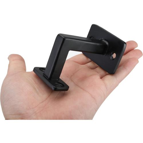 Black Pack of 6 RealPlus Handrail Brackets for Indoor Stairs Heavy Duty Steel Square Hand Rail Brackets for Staircase Stair Banister Railing, Black (Pack of 6)