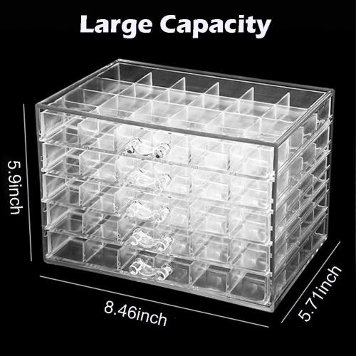SPAKOWN Earring Organizer, Acrylic Jewelry Holder Organizer with 5 Drawers Stackable Earring Storage Case Jewelry Boxes for Women (Clear)
