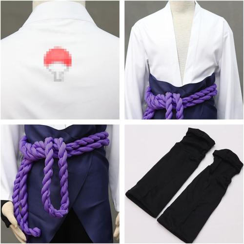 Size XS Uchiha Sasuke Cosplay Costume Casual Kimono Suit from Japanese Anime for Anime Exhibition Halloween Masquerade (White, XS)