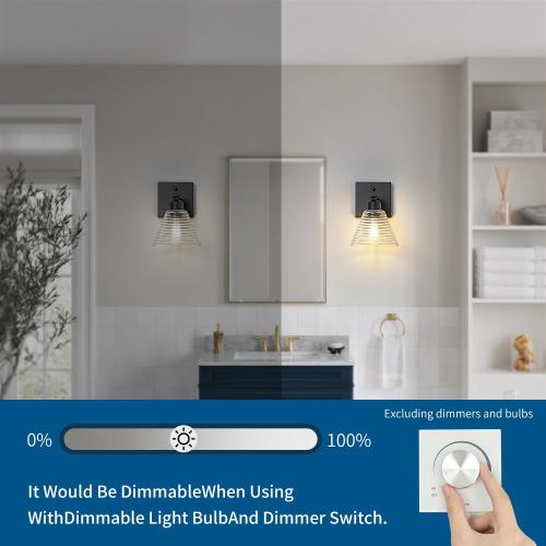 1-Light Bathroom Vanity Light, Black Modern Bathroom Lighting Fixtures with Clear Glass Shade, Farmhouse Wall Sconces for Mirror Kitchen Bedroom Living Room