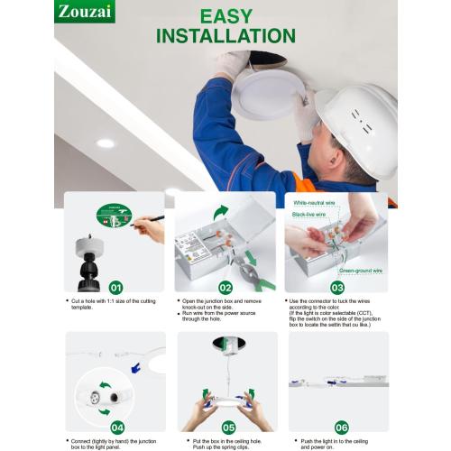 zouzai 12 Pack 4 Inch Ultra-Thin LED Recessed Ceiling Light with Junction Box, 5000K Daylight, 9W Eqv 80W, Dimmable Canless Wafer Downlight, 810LM High Brightness, ETL and Energy Star Certified