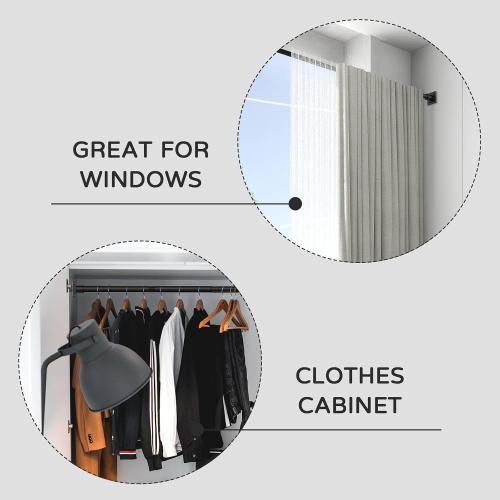 Shower Curtain Rod Adjustable 31-79, Anti-Rust Shower Rod & Spring Tension Shower Rod No Drill, Black Shower Curtain Rod for Bathroom Tension Rod
