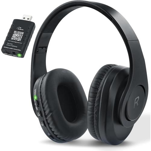 WallarGe Wireless Headphones for TV Watching, Comfortable for Seniors with Bluetooth 5.3, Easy Setup Headphones with USB Transmitter, 25 Hours Play and No Audio Delay