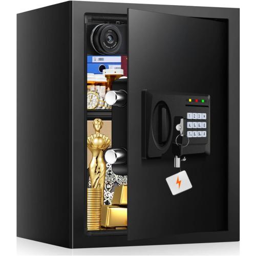 2.8 Cuft Large Fire Proof Safe for Home Documents, Digital Security Box with Key and Combination, Anti-Theft Fire Safety Box for Home Office, Document Safe for Money Firearm Medicine Valuables