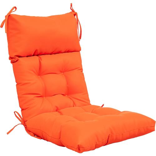 QILLOWAY Outdoor Rocking Chair Cushions Set of 2, 100% Polyester Waterproof Patio Rocking Chair Cushion, High Back Weatherproof Chair Pad for Adirondack & Outdoor Furniture, All Orange