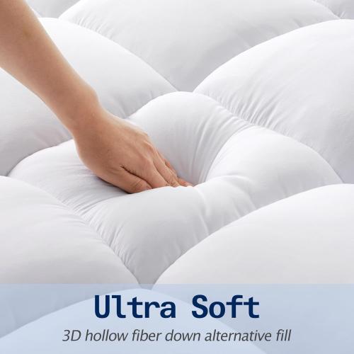 SOPAT Mattress Topper Queen Size Extra Thick Mattress Pad 8-21 Deep Pocket Soft Down Alternative Fill Mattress Protector Pillow Top Mattress Cover (60x80 Inches, White)