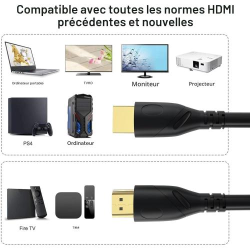 8K HDMI Cable 6.6ft, 48Gbps Ultra High Speed HDMI 2.1 Cord,Gold Plated Connectors, Supports 8K@60Hz&4K@120Hz,eARC, HDR, 3D,Compatible with PS5, Xbox Series X/S, Soundbar, 4K TV, Blu-Ray Player