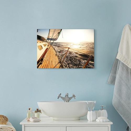 Hardy Gallery sailboat wall art coastal pictures: sunset wall decor sailing artwork nautical ocean print in canvas painting for bathroom 11 x 16