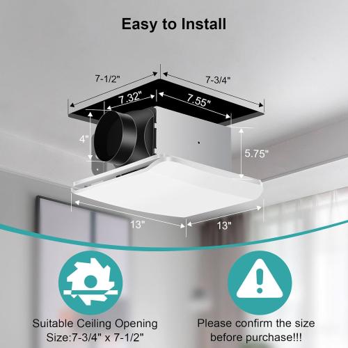 Bathroom Exhaust Fan Ceiling Mount 1600CFM, Quiet Ventilation Fan 1.5 Sones with Hidden Grille Cover & Metal Motor, 4-inch Duct Household Extractor, Ideal for Bathroom Remodeling (White)