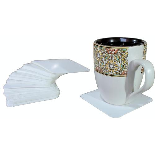 eSplanade Disposable Coaster - Made of Paper (Set of 100) - Use and Throw Reversible Coasters - Perfect for Bar, Hotel, Restaurant Purpose & Parties (White Square)