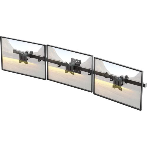 Triple Monitor Wall-Mount for 17-32 Screens - Adjustable Heavy Duty Three Wall Monitor Mount with Cable Management, Space-saving,Tilt, Swivel, Rotation, VESA 75/100 mm, Max 15.4lbs per Screen, Black