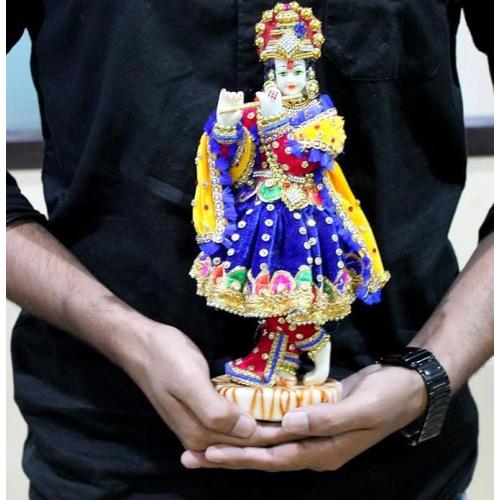 Shree Krishna Idol Thakur ji Murti Size- 11 inch Kahna ji Laddu Gopal ji Statue Karishan ji Krishna Janmashtami Home Decoration Puja Temple Krishna Fine Painting Hindu God Laddu Gopal Diwali