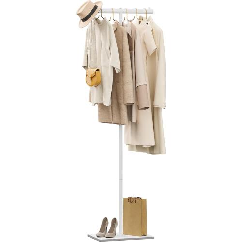 OUTBROS Freestanding Coat Rack, 68.9 High Small Clothes Rack, White | Coat Tree with Rock Base, T Shaped Clothe Rack, Coat Hanger Stand Suitable for Bedroom, Hallway, Entrance‼️missing pieces‼️