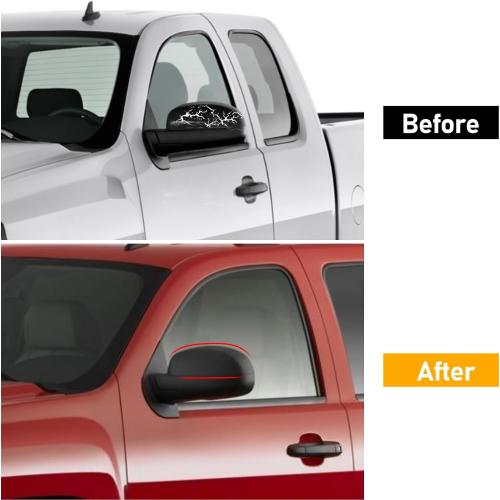 Moonlinks Compatible with Chevy Silverado Tahoe Suburban 2007-2014 LH & RH Side Mirror Cap Cover,Glossy Black Exterior View Upper Mirror Covers Replacement for GMC Sierra Yukon Cadillac Escalade ESV