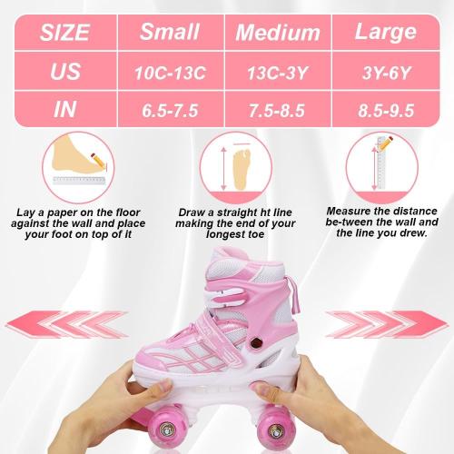 4Size Adjustable Roller Skates for Kids Girls Boys Beginners  Roller Skates with All Light up Wheels for Outdoor Indoor Sports