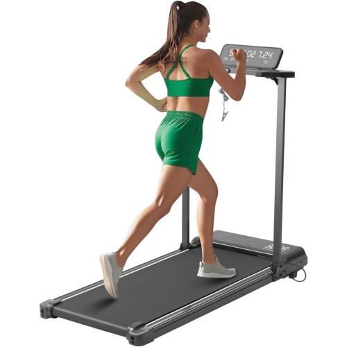 Compact Walking Pad with Handle Bar, Electric Treadmill with Handles and 3.5HP Powerful Motor, Portable Small Walking Pads Treadmill for Home Small Spaces,400LBS Weight Capacity