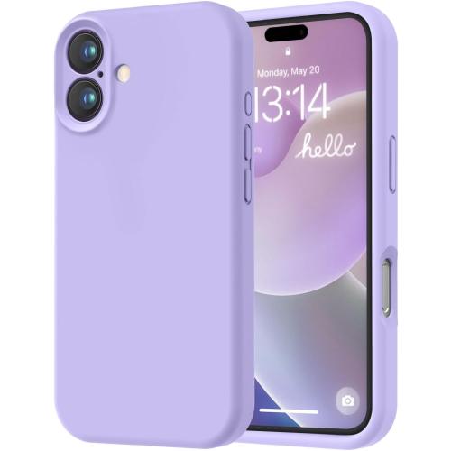 LOVE 3000 Designed for iPhone 16 Case, Premium Silicone with [Soft Anti-Scratch Microfiber Lining] Shockproof Protective Phone Case for Men Women Girls 6.1, Light Purple