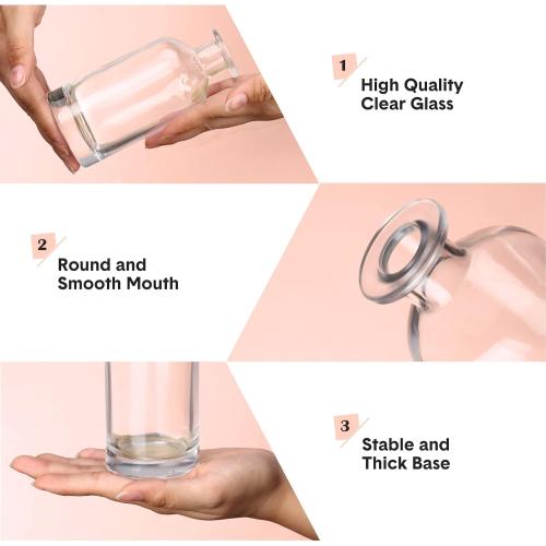 24 Pack Clear Glass Bud Vases Bulk Small Glass Living Vases for Centerpieces Vintage Table Decorative Bottle for Flowers Rustic Wedding Reception Party Decoration(2.36 x 5.2 in)