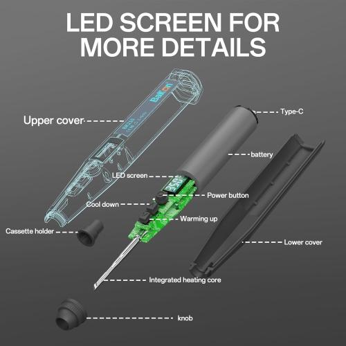 BK210 Cordless Soldering Iron, Portable Solder Iron Kit, Micro Soldering Kit & Battery Powered Soldering Pen, Usb-Type-C Port, Lcd Digital (BK210-2024)