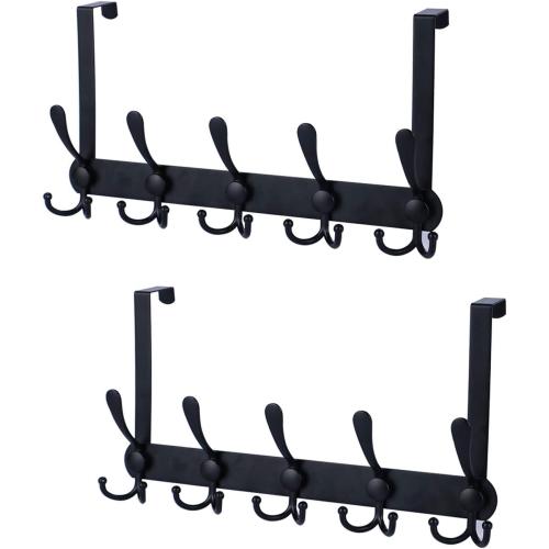 Over The Door Hooks,Coat Rack for Hanging Clothes Hat Towel (Heavy Duty Black 2pcs)