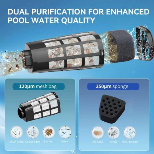 Cordless Handheld Pool Vacuum, Rechargeable Pool Cleaner with 18.5 Gal/Min Suction, 60 Min Runtime, Dual-Phase Cleaning System, Ideal for Above Ground Pools, Spas, Hot Tubs, Black