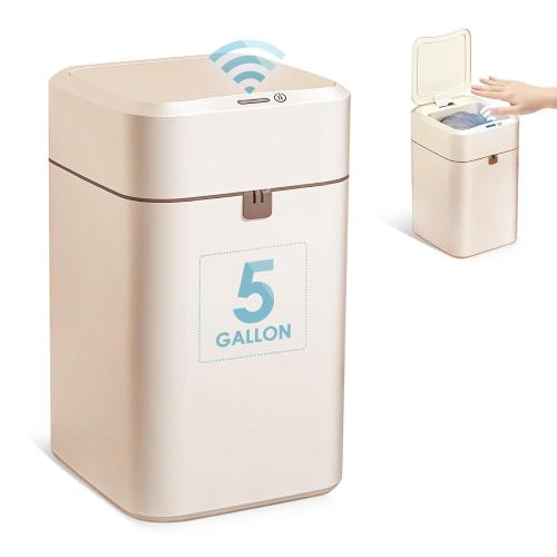 5 Gallon Automatic Trash Can, Touchless Motion Sensor Plastic Garbage Can with Lid, Self Sealing Auto Rubbish Can, Electric Garbage Cans for Kitchen, Bathroom, Bedroom, Office, Living Room - broken