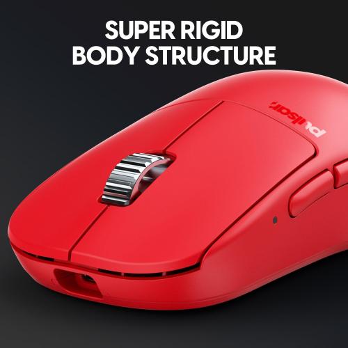 Pulsar Gaming Gears - X2H eS Wireless Gaming Mouse, Limited Edition, Symmetrical, Optical Switch, OLED Display, Driverless, PAW3395 Sensor, 100H Battery, 4K dongle Included (Medium, Red)