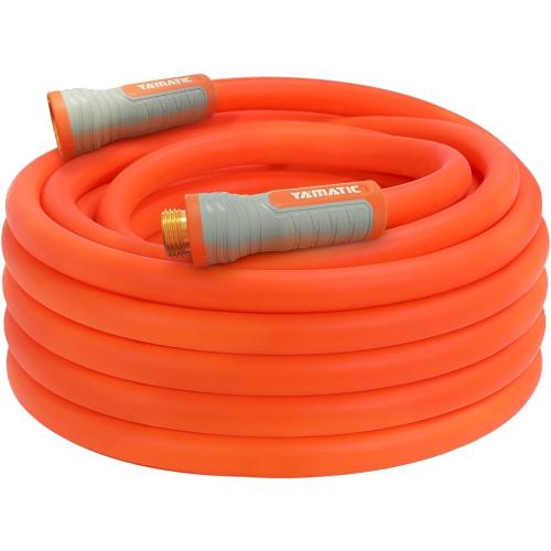 Size 50ft YAMATIC Heavy Duty Garden Hose 5/8 in x 50 ft with Swivel Fitting, Super Flexible Water Hose, All-weather, Lightweight, Burst 600 PSI