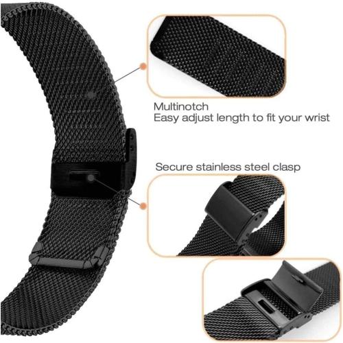Black 5.5-8.5 FitTurn Wrist Strap Compatible for KOSPET Tank M1 Pro/M1/M2/M3/T2/T3 Smart Watch Band, Replacement Metal Wristband for AMAZTIM C20 Pro/C20/M2/T2 Stainless Steel Bracelet Adjustable Belt Loop