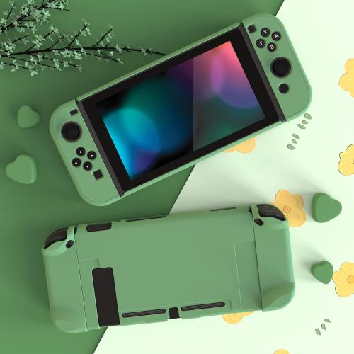 eXtremeRate PlayVital Back Cover for Nintendo Switch Console,Joycon Handheld Controller Separable Protector Hard Shell,Dockable Protective Case for Nintendo Switch - Matcha Green (NOT for Switch 2)