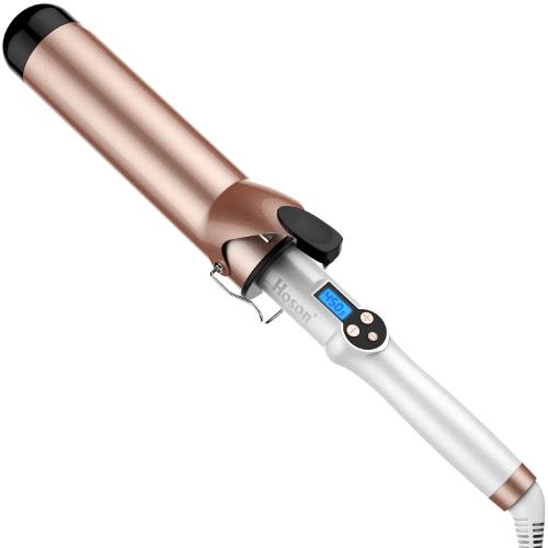 HOSON 2 Inch Curling Iron Large Long Barrel,Ceramic Big Wave Curler | Jumbo Hair Wand Iron for Long Hair, Dual Voltage,10 Heat Settings with LCD Display, Glove Include