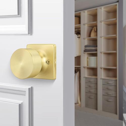 Goldenwarm Brushed Gold Dummy Door Knobs No-Function, Single-Side Gold Door Knobs for Handle, Closet Door Knob Pull/Handle Function for Pantry/French Doors 1 Pack