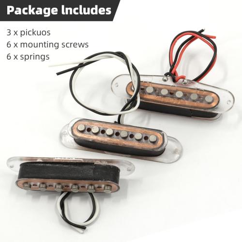 Single Coil Guitar Pickup Set,Alnico High Output 5 Strat Pickup Guitar Neck/Middle/Bridge Pickup for Strat Style Electric Guitar Without Pickup Cover Humbucke