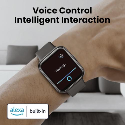 Black Padmate C21 Smart Watch(Answer/Make Calls/Email) for Men Women, Alexa Built-in, 60  Sport Modes, Waterproof 1.69' Touch Screen Fitness Tracker, Sleep Heart Rate Monitor for Android & iPhone Smartwatch