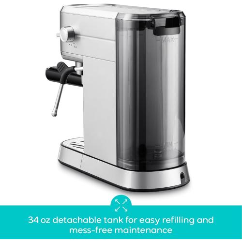 CASABREWS CM5418 Espresso Machine 20 Bar, Compact Espresso Maker with Steam Milk Frother, Stainless Steel Coffee Machine with 34oz Removable Water Tank for Cappuccino, Latte, Silver