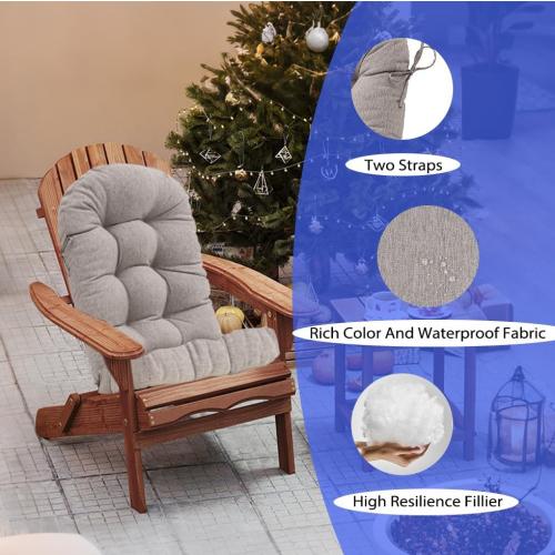Adirondack Chair Cushion, High Back Patio Outdoor Seat Chair Cushion 49x20in -Tan/Taupe