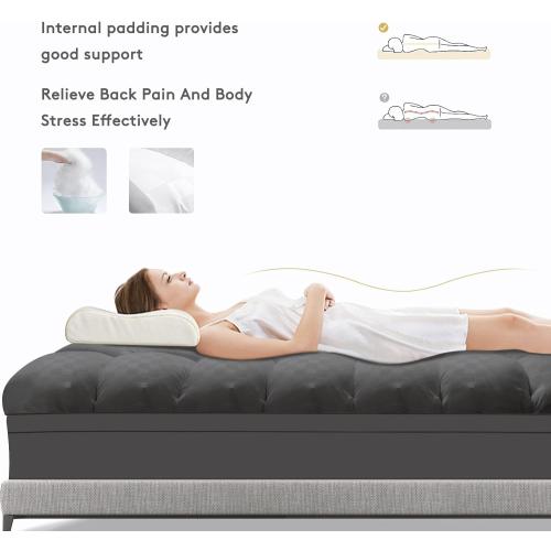 SameBed Mattress Topper Full XL,Extra Thick Mattress Pad Cover for Back Pain,Cooling Mattress Protector with 8-21 Inch Deep Pocket,Overfilled Down Alternative Filling,Grey