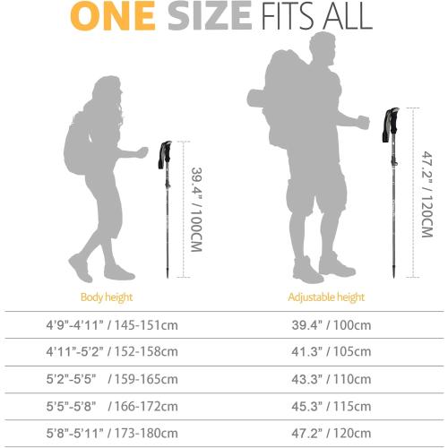 Covacure Trekking Poles Collapsible Hiking Poles - Aluminum Alloy 7075 Trekking Sticks with Quick Lock System, Telescopic, Collapsible, Ultralight for Hiking, Camping & Backpacking