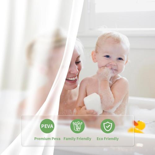 1 Pack PEVA Snap-in Shower Curtain Liner Replacement,Compatible with No Hook Shower Curtain with Snap in Liner, Removable & Water-Repellent,Machine Washable,70x54,Frost