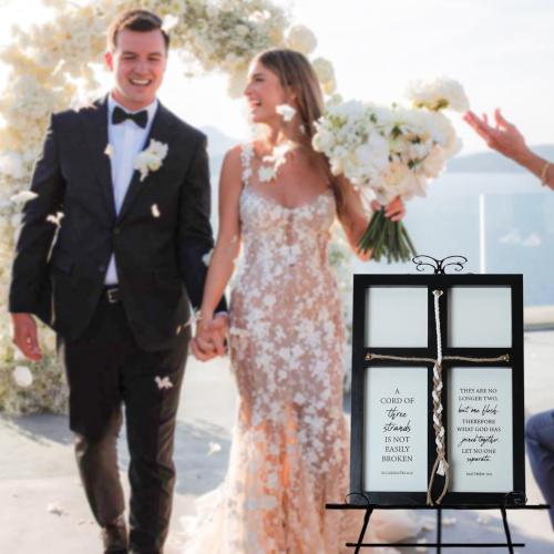 Size 17x23in LOSOUR A Cord of Three Strands Wedding Sign,17x23in Marriage Devotional for Couples, Wedding Ceremony Sign For Couple, Anniversary Ideas for Couple (Black, 17 * 23)