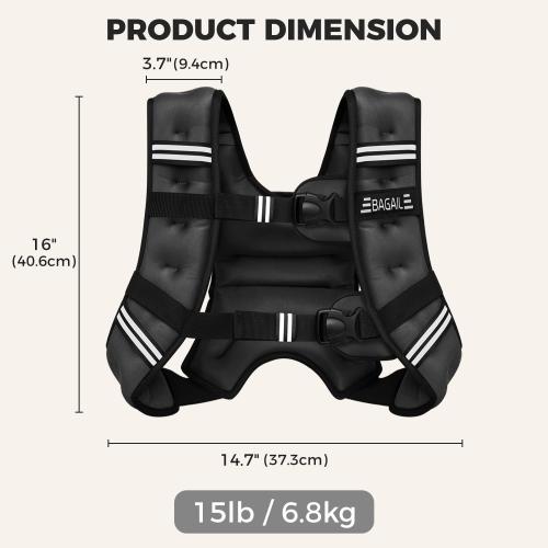 15lb Blue BAGAIL Weighted Vest, 15lb Weight Vest with Detachable Phone Pouch, Rucking Vest for Women, Men, Walking, Weight Loss, Training, Running