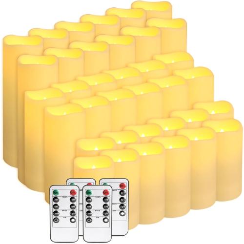 36Pack Flameless LED Candles, Waterproof for Indoor & Outdoor Use, Equipped with 10-Key Remotes & Timer, Ideal for Weddings, Table Decor, Festivals & Home Accents…