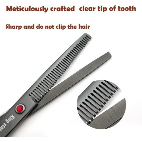 7.0in Titanium Professional dog Grooming Scissors set,Straight & Thinning & Curved scissors 4pcs set for Dog grooming (Bright black)