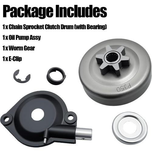 3/8 6T Sprocket Clutch Drum Kit Fit for Poulan Pro P3314 P3416 P3816 PP4218A P3516PR PP3516AVX P4018WT PP4218AVX 4218AVX, Chainsaw Maintenance Replace 501628301 530057905