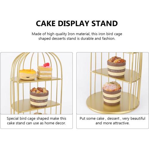 3 Tier Metal Bird Cage Cupcake Cake Stand, Dessert Display for Wedding, Party, Birthday, Baby Shower Celebrations, Home Decoration