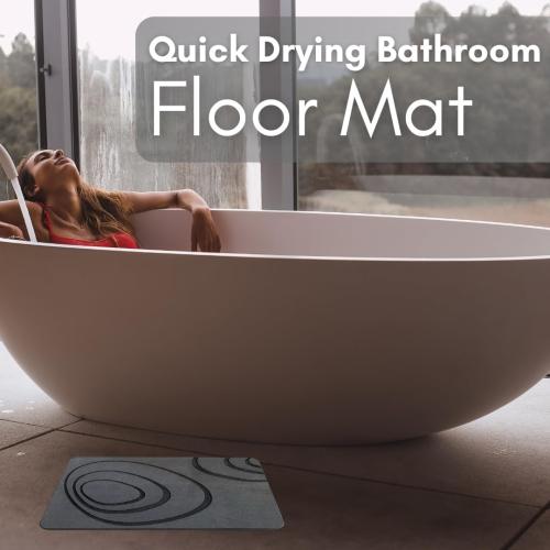 Premium Stone Bath Mat, Modern Diatomaceous Earth Shower mat, Diatomite Non-Slip Super Absorbent Bathroom Floor mat, Luxurious Quick-Drying Shower mat, Easy to Clean, Dark Gray, 15x24 Large.