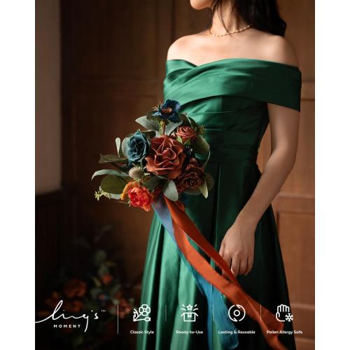 Ling's moment Artificial Flowers Wedding Rustic Teal Fall Combo for DIY Wedding Centerpieces Bouquets Combo Decorations